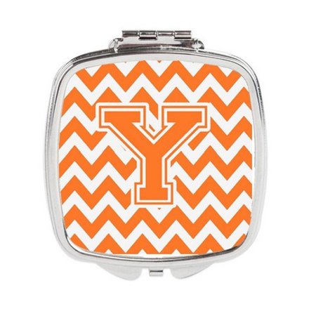 CAROLINES TREASURES Letter Y Chevron Orange and White Compact Mirror CJ1046-YSCM